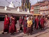 Kathmandu Boudhanath 18 Monks and Pilgrims Circumambulate Stupa